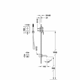 Душевая система Tres Max-Tres с однорычажным смесителем Rapid-Box и изливом хром 06228006