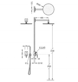 Душевая система Tres Max-Tres с верхним и ручным душем хром 06298001