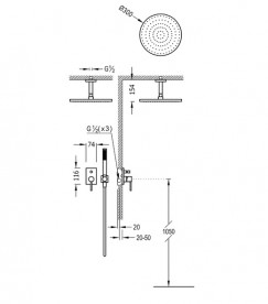 Душова система Tres Max-Tres з верхнім і ручним душем хром 06218080