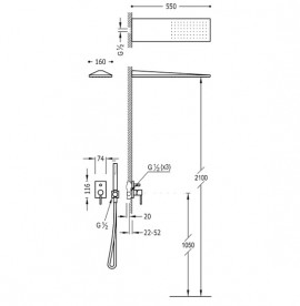 Душова система Tres Max-Tres з верхнім і ручним душем хром 06251601