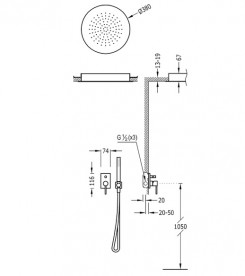 Душевая система Tres Max-Tres с верхним и ручным душем хром 06218009