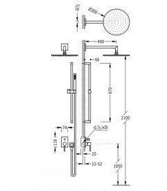 Душевая система Tres Max-Tres с верхним и ручным душем хром 06298002