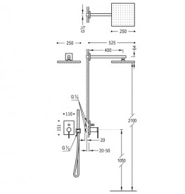 Душевая система Tres Mono-Term с верхним и ручным душем хром 20118006