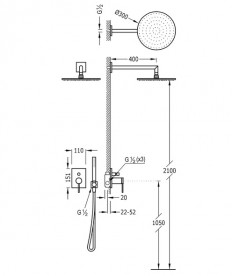 Душевая система Tres Mono-Term с верхним и ручным душем белый матовый 06218003BM