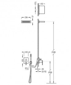 Душова система Tres Mono-Term з верхнім і ручним душем хром 06218006
