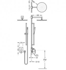 Душевая система Tres Mono-Term с верхним и ручным душем хром 06218007
