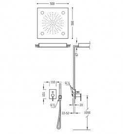 Душевая система Tres Mono-Term с верхним и ручным душем с хромотерапией 06218011