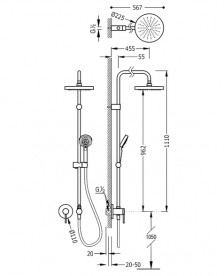Душевая система Tres Mono-Term с верхним и ручным душем хром 20117703