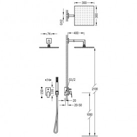 Душова система Tres Project colors з одноважільним вбудованим змішувачем чорний матовий 21198091NM