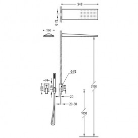 Душова система Tres Project colors з одноважільним вбудованим змішувачем чорний матовий 21198092NM