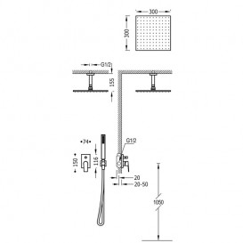 Душова система Tres Project-Tres з одноважільним вбудованим змішувачем хром 21118080