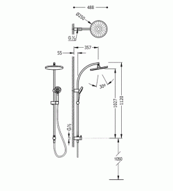 Душова система Tres Eco-Term з верхнім і ручним душем латунь хром 06163504