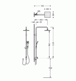 Душевая система Tres с верхним и ручным душем латунь хром 20047501