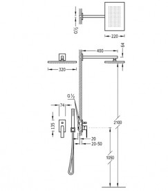 Душова система Tres Slim colors з верхнім і ручним душем чорний матовий 20218006NM