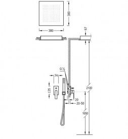 Душова система Tres Slim colors з верхнім і ручним душем матове золото 20298001OM