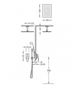 Душевая система Tres Slim-Tres с верхним и ручным душем хром 20218080