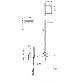 Душова система Tres Slim-Tres з верхнім і ручним душем хром 20218005