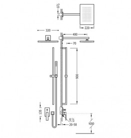 Душевая система Tres Slim-Tres с верхним и ручным душем хром 20218007