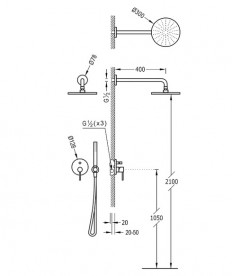 Душова система Tres Study colors з верхнім і ручним душем чорний матовий 26298091NM