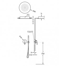 Душова система Tres Study colors з верхнім і ручним душем чорний матовий 26218099NM
