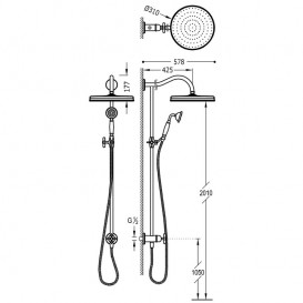 Душевая система Tres Tres-Сlasic с верхним и ручным душем латунь сталь 24247602AC