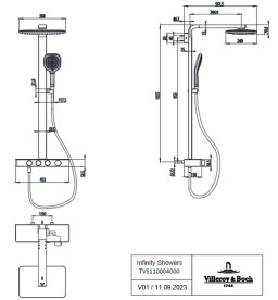 Душевая система Villeroy & Boch Infinity Showers с термостатом черный матовый TVS110004000K5