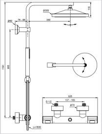 Душева система Villeroy & Boch Universal Showers з термостатом хром TVS00003100061