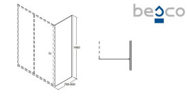 Душова стінка збоку Besco Duo Slide 80х195 см чорний матовий/прозоре скло PDSB-80