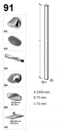 Душова стійка AQA вулична одновентильна з верхнім душем нержавіюча сталь сірий 91A1