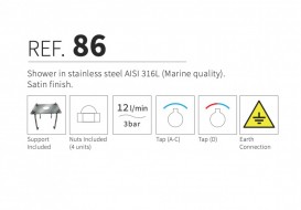 Душова стійка AQA вулична одновентильна з верхнім душем нержавіюча сталь сірий 86A20