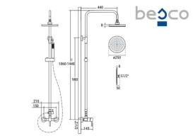 Душевая стойка Besco Decco/Illusion/Veo со смесителем золото BP-DIN-ZL