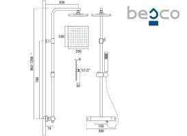 Душевая стойка Besco Modern/Varium с термостатом черный матовый BP-MVT-CZ