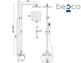 Душова стійка Besco Modern/Varium із змішувачем хром BP-MVN-CH