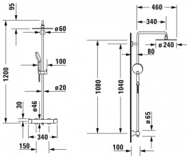 Душова стійка для душа Duravit C.1 з термостатом хром C14280008010
