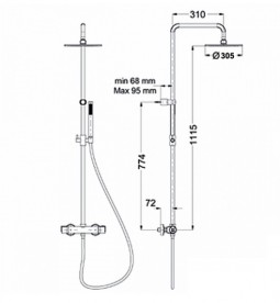 Душова стійка для душа Eurorama Wellness з термостатом хром 612055