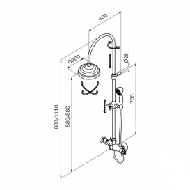 Душова стійка для душа GRB Clasica розсувні з термостатом состаренная латунь 128199