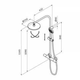 Душевая стойка для душа GRB E-Plus фиксированная с термостатом хром 35425350XL
