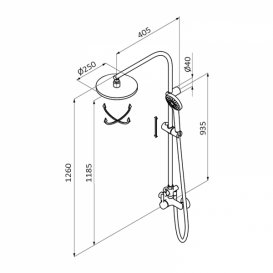 Душевая стойка для душа GRB E-Plus фиксированная со смесителем хром 35465450XL