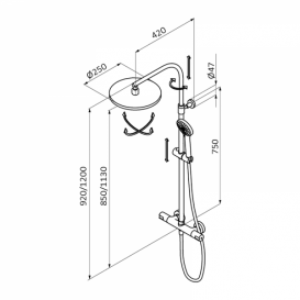 Душевая стойка для душа GRB Eco Prime раздвижная с термостатом хром 138200TL