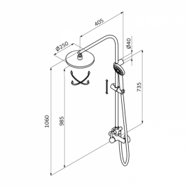 Душевая стойка для душа GRB Eco Prime фиксированная с однорычажным смесителем хром 15465400