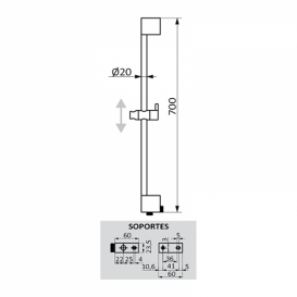 Душевая стойка для душа GRB Hidromasaje Hera 70 см с подключением к воде хром 05030007