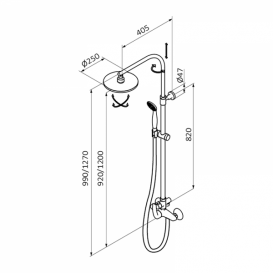 Душова стійка для душа GRB Ten Pro розсувна зі змішувачем хром 10465500TL