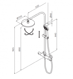 Душевая стойка для душа GRB Tender фиксированная с термостатом хром 137900