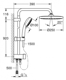 Душова стійка для душа Grohe Tempesta Cosmopolitan System 250 з верхнім і ручним душем хром 26675000