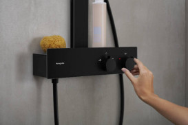 Душевая стойка для душа Hansgrohe Rainfinity Showerpipe 360 1jet с термостатом матовый черный 26853670