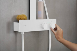 Душевая стойка для душа Hansgrohe Rainfinity Showerpipe 360 1jet с термостатом матовый белый 26853700