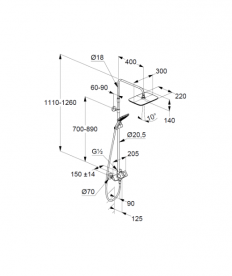 Душевая стойка для душа Kludi Cockpit Explorer с термостатом хром 8005005-00