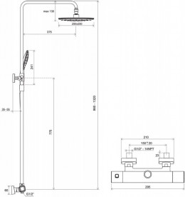 Душова стійка для душу Ravak 10° Free з термостатом та верхнім душем глянсовий хром X070141
