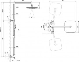 Душевая стойка для душа Ravak 10° Free black с термостатом и верхним душем черный матовый X070160