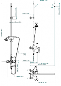 Душевая стойка для душа THG 1900 с термостатом и верхним душем золото G28 D03 00064TRCD+G28 D03 00286
